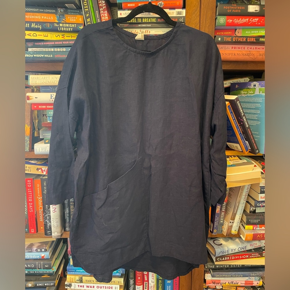 NWOT Elizabeth Suzann Long-Sleeve Harper Navy Tunic in Midweight Linen